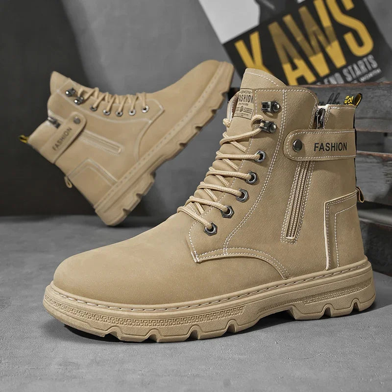 Men's British casual boots four seasons new soft-sole non-slip high-top boots fashion youth outdoor comfort sports tooling boots